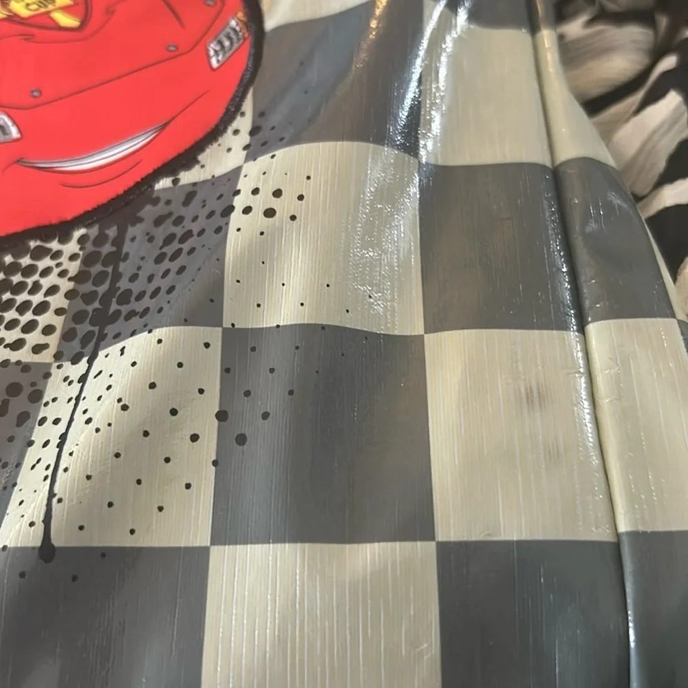 Disney/Pixar Boy’s Cars, Grey, Checked Lightning McQueen Raincoat, Approx. Sz M